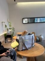 SMILE TIME  吐舌仔 貓咪包 灰黃色/灰粉色：圖片 5